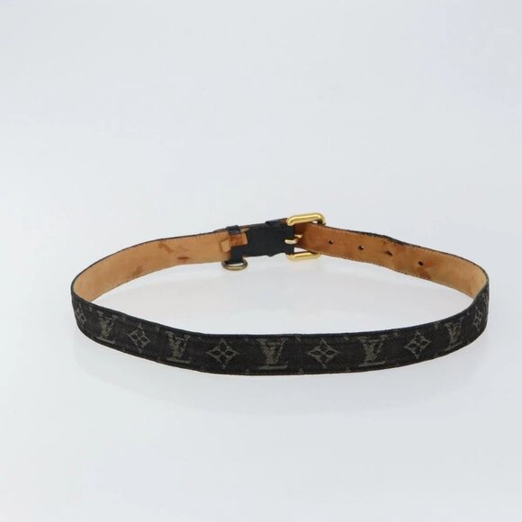 LOUIS VUITTON Monogram Denim Ceinture Belt 41.3"" Black M6972W LV Auth bs29692 - Picture 2 of 14